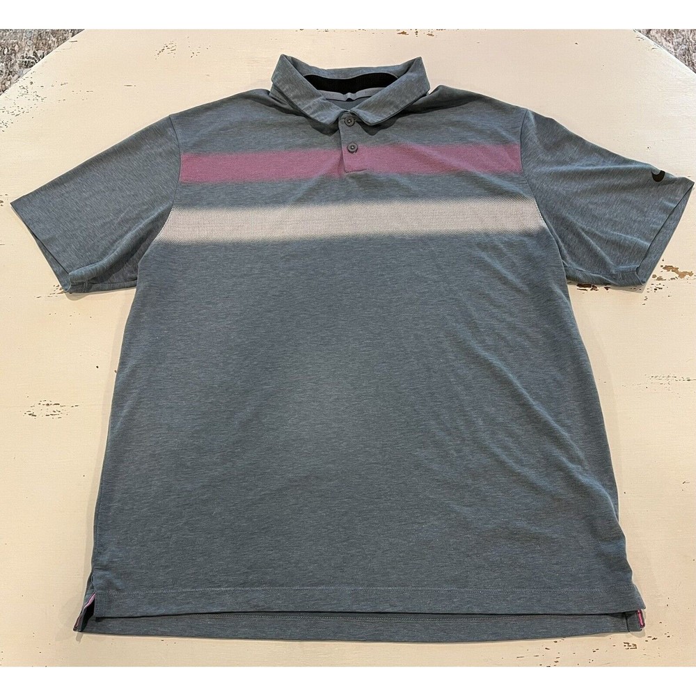 Nike Golf Tour Performance Dri-Fit Men's Gray Pink Ombre Polo Shirt Large